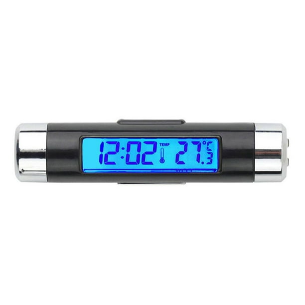 Car Suv Air Conditioner Vent Outlet Digital Clock Thermometer Blue LED BackLight 